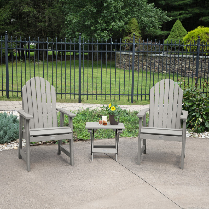 Anette Plastic Adirondack Chair with Table, Harbor Gray