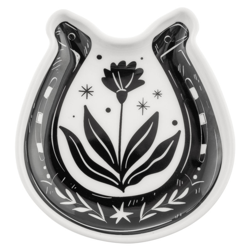 BOHO B&W SHAPED TRINKET TRAY  HORSESHOE