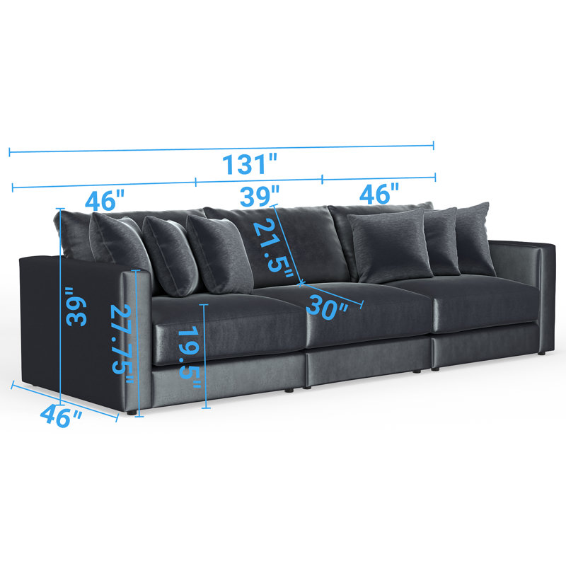 Nyrie 3-piece Modular Sofa, Blue