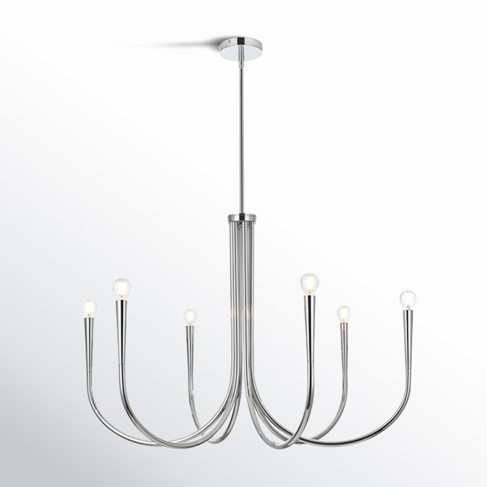 Catalena 6 - Light Dimmable Classic/Traditional Chandelier, 24.5" H x 36" W x 36" D, Chrome