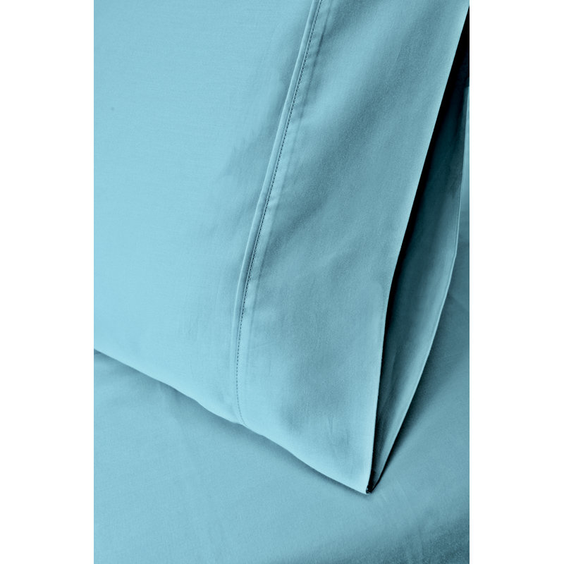 Ensemble de taie d'oreiller en coton certifié égyptien - 300 fils de couleur unie, Standard, Sarcelle