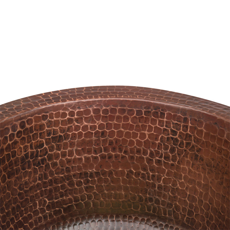 10" Round Hammered Copper Bar Sink w/ 2" Drain Opening