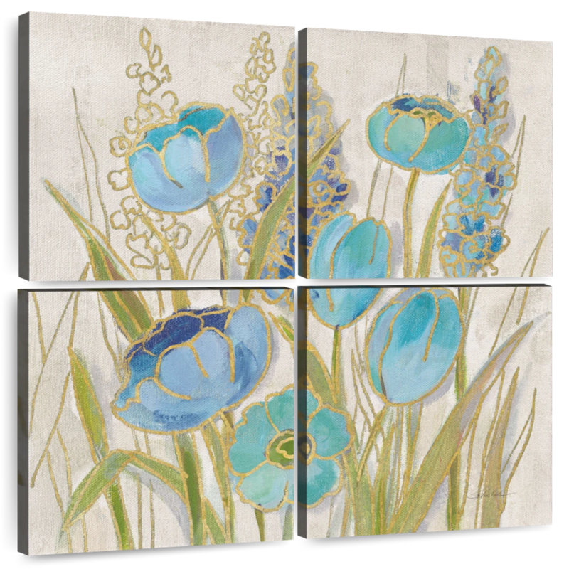 Harnek opalescent floral II bleu, H 18 po x l 18 po