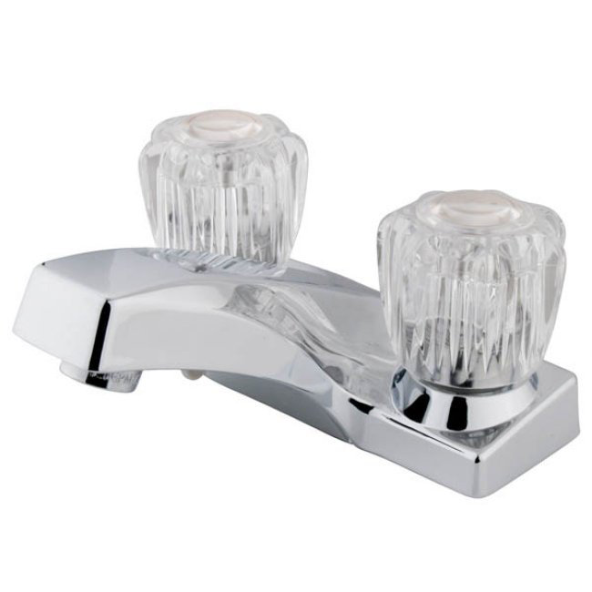 Elements of Design Centerset Bathroom Faucet, Polished Chrome, With Plastic Pop Up Drain