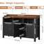 Buffet en bois de 55 pouces, armoire de style campagnard avec 4 portes et rangement ouvert pour la salle à manger, noir-126549876