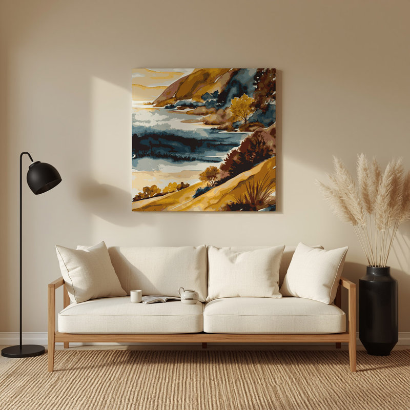Aquarelle paysage, art mural en métal brun 6, H 12 po x l 12 po