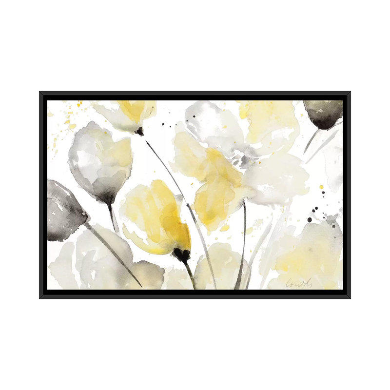 Reproduction d’art abstrait floral neutre II par Lanie Loreth, H 26 po x l 40 po x 1,5 po, Toile avec cadre noir