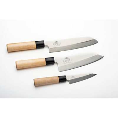 Ginsu Katana Japanese Steel 420J2 8" Chef, 6" Deba, 3.9" Paring Knife
