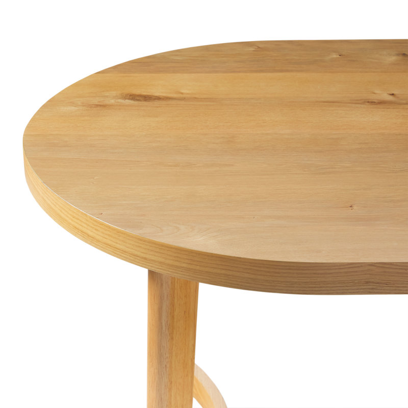 Nadine 70" Modern Farmhouse Solid Oak Wood Oval Dining Table, White Oak