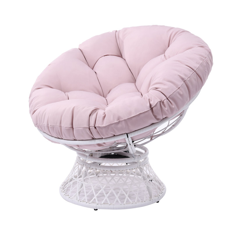 Hubhalsun 360° Swivel Papasan Chair - 350 lbs Capacity Indoor/Outdoor Wicker Lounge Chair with Thick Cushion, Modern Accent Chair for Living Room, Bedroom