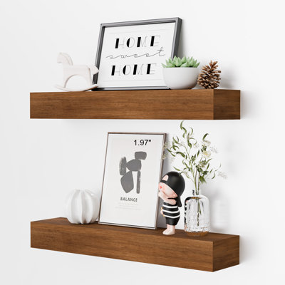 Set of 4 Wooden Floating Wall Shelves for Bathroom, Kitchen, Living Room