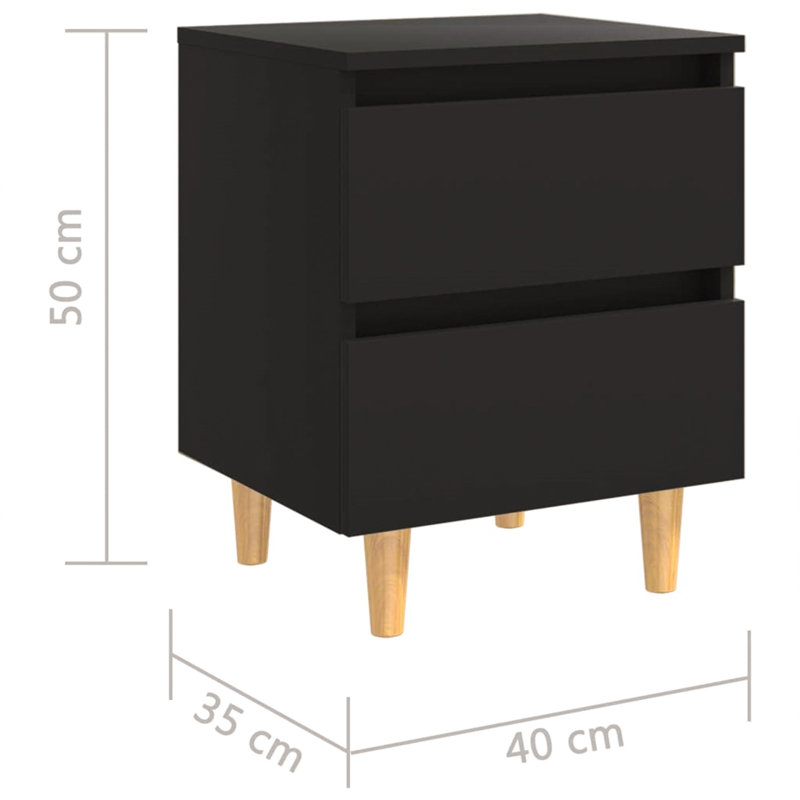 Mode 40cm W Manufactured Wood Bedside Table, Black