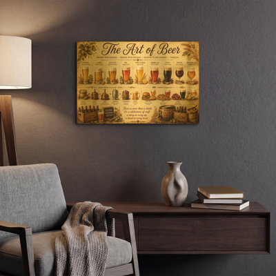 «The Art of Beer» par Veve, art mural en métal doré, 16 po x 12 po