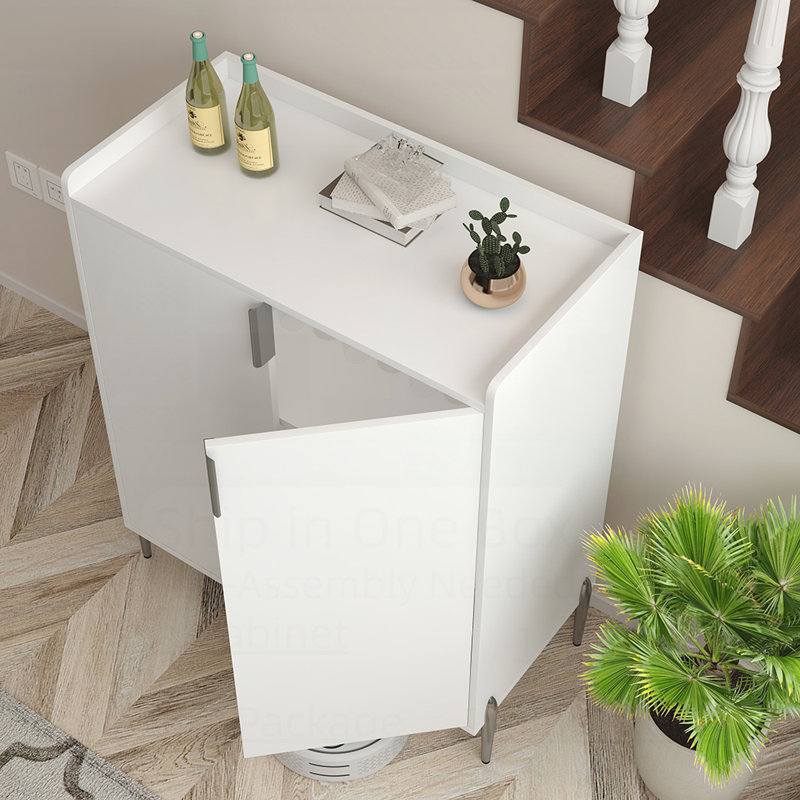 Bar à vin 2 portes avec tablettes réglables, charnières à fermeture douce et bois durable résistant à l'humidité pour les espaces de vie modernes