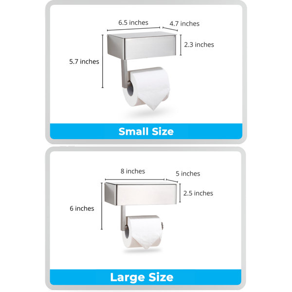 Day Moon Designs Brushed Nickel Toilet Paper Holder Free Standing Toilet Paper Holder with Storage - Toilet Paper Stand and Tissue Holder for