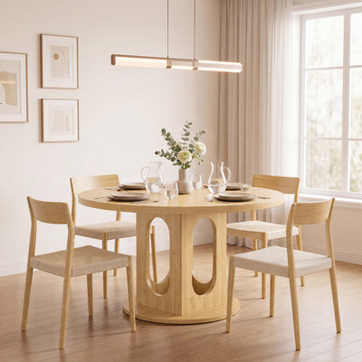 47.2" Round Dining Table for 4-6,Modern Kitchen Table,Sturdy Base,Adjustable Leveling Feet