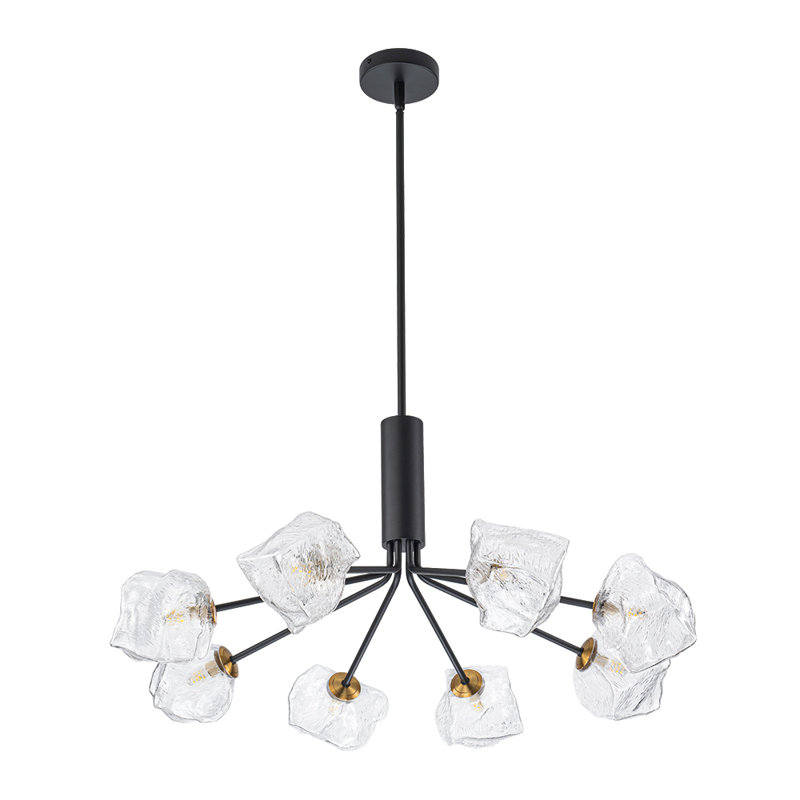 Lustre spoutnik en verre texturé 8 lumières
