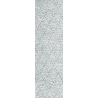 Tapis gris en laine touffeté à motif géométrique Gemma