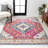 Cockburn Bohemian FLAIR Boho Vintage Medallion Fuchsia/White Rug-1849093196