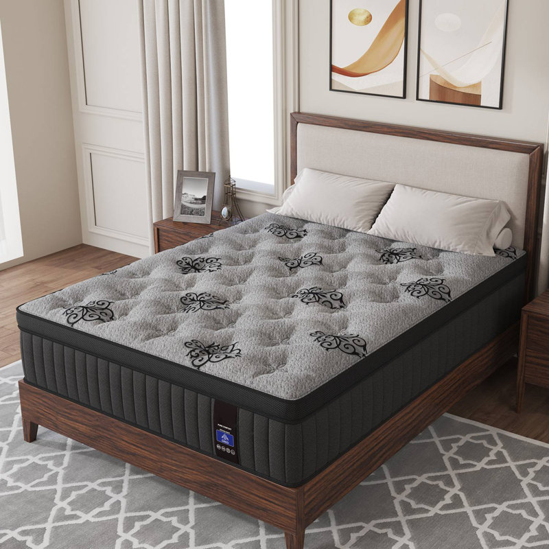  Matelas hybride 14 po 12 po 10 po 9 po, support mi-ferme, ressorts ensachés et mousse viscoélastique, matelas dans une boîte, isolement de mouvement, respirant et sans fibre de verre