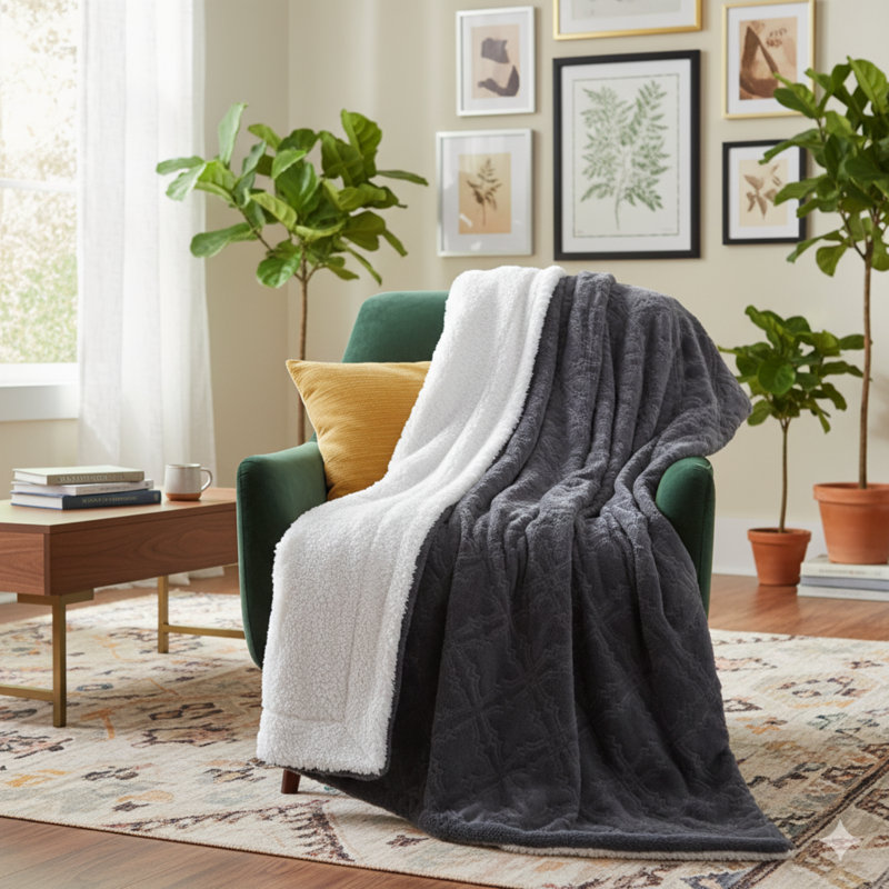 Jeté en fausse fourrure Sherpa Diamond Trellis, l 50 po x L 60 po