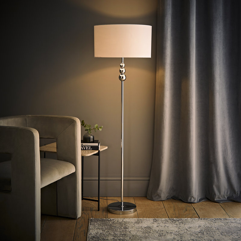 Randalia 145cm Traditional Floor Lamp, Chrome , White