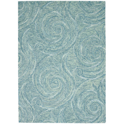 Serenity Handmade Hooked Blue Area Rug