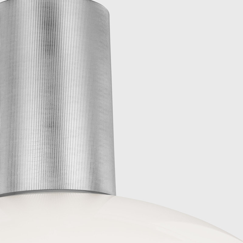 Luminaire suspendu de cuisine 1 lumière avec abat-jour lait Colewood, Nickel brossé, H 62,5 po x l 15,5 po x P 15,5 po