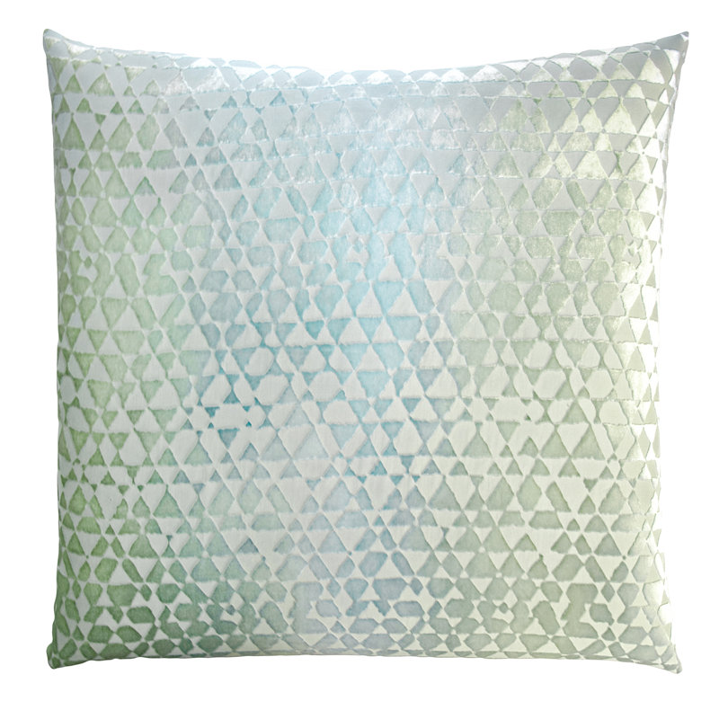 Triangles Square Velvet Pillow Cover & Insert, 18" x 18", Ice