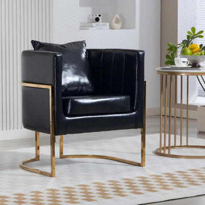 Faux Leather Barrel Chair