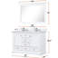 48 po Large meuble-lavabo double blanc, profondeur 22, surface en quartz, miroir de pièce 46 po x P P, comptoir, carré-2045360391