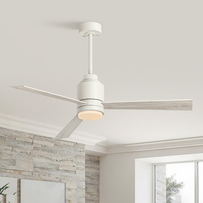 Karlena 52" W Dimmable Ceiling Fan with Light and Reversible Blades, White
