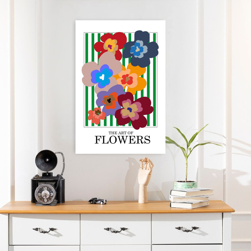 Art contemporain Art floral coloré contemporain, H 24 po x l 16 po