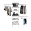 Système d'organisation modulaire Hollis avec tablettes ouvertes, tringles de suspension doubles et rangement vertical, blanc