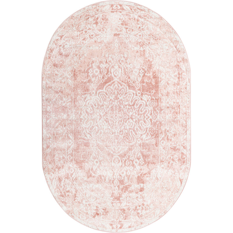 Tapis contemporain Contemporary Ostby rose, Ovale 5 pi x 8 pi