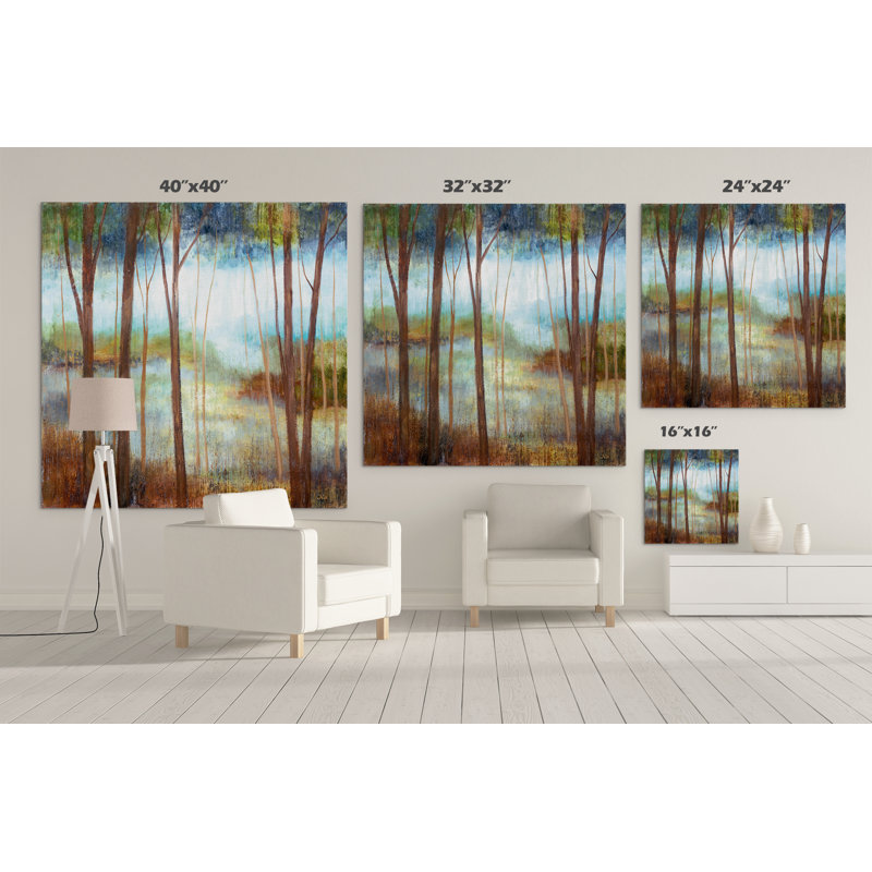« mou forest ii », reproduction de peinture à l’huile sur toile tendue, H 16 po x l 16 po x P 1,5 po