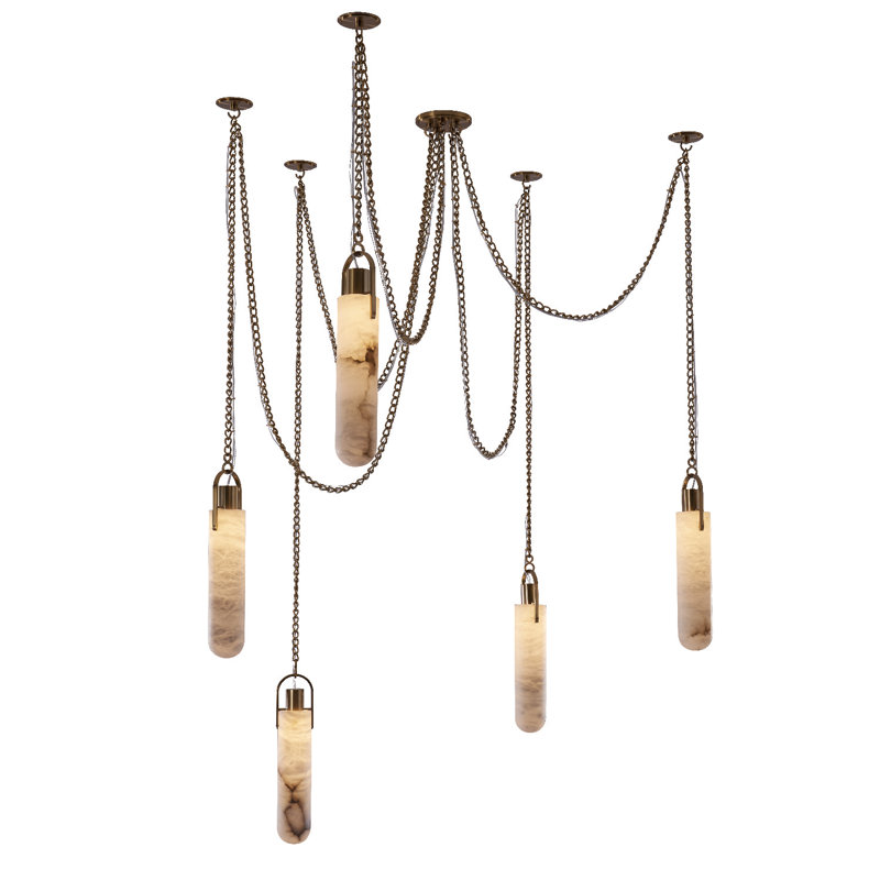Flint 5 LT Winter Brass Multi-Pendant Kalco
