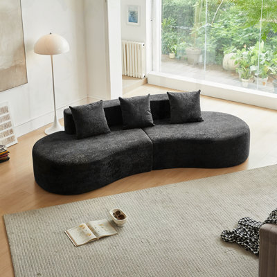 3-Seater Velvet Cloud Couch Curved Sectional Sofa