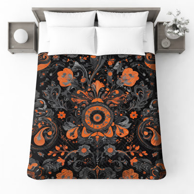 Couvre-lit matelassé à ornements floraux complexes toutes tailles