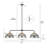 3 Light 45inches Dimmable Modern Kitchen Island Linear Pendant Mercury Glass Shades