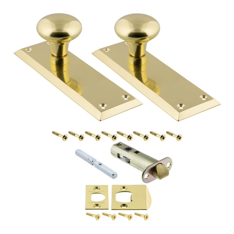New York Plate with New York Door Knob, 2-3/4”, Polished Brass