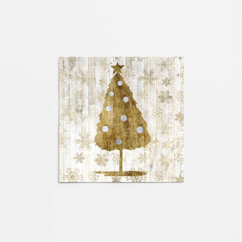 Impression d'arbre de Noël rustique doré, Sans cadre, papier, H 11 po x l 14 po