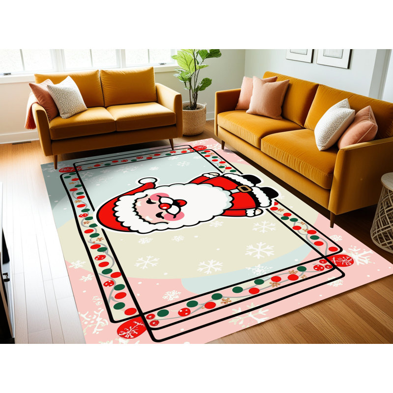 Tapis de Noël hiver lavable Ginza Six, Rectangulaire 7 pi x 10 pi