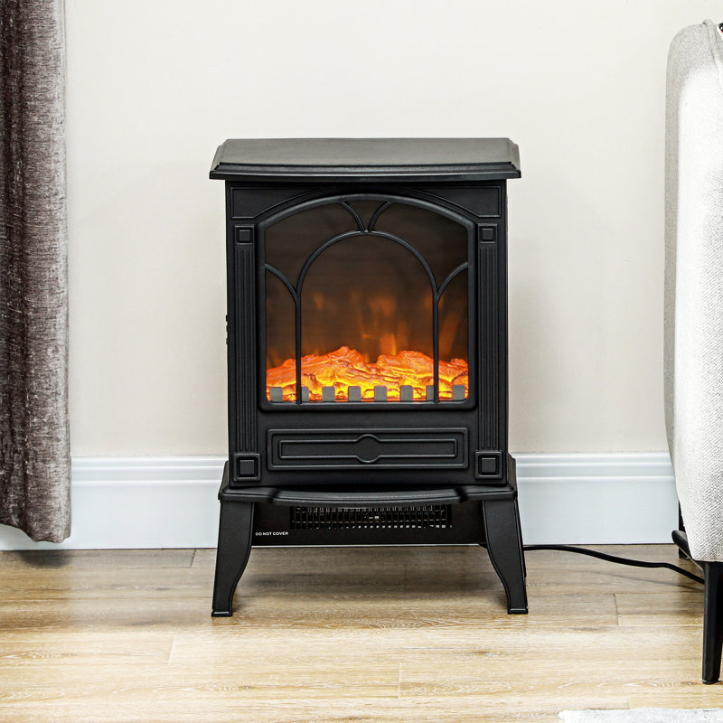 Foyer électrique 22 po, 750 W / 1500 W, noir, flamme réaliste, protégé contre la surchauffe, chauffe 161-215 pieds carrés en toute sécurité, effet de flamme, réchauffe les pieds