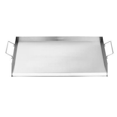 32X16 In Universal Flat Top Griddle Stainless Steel Bbq Grill Pan With X - Shaped Bottom, Grease Trough, And Generous Cooking Area Drip Hole, High Temperature Ability