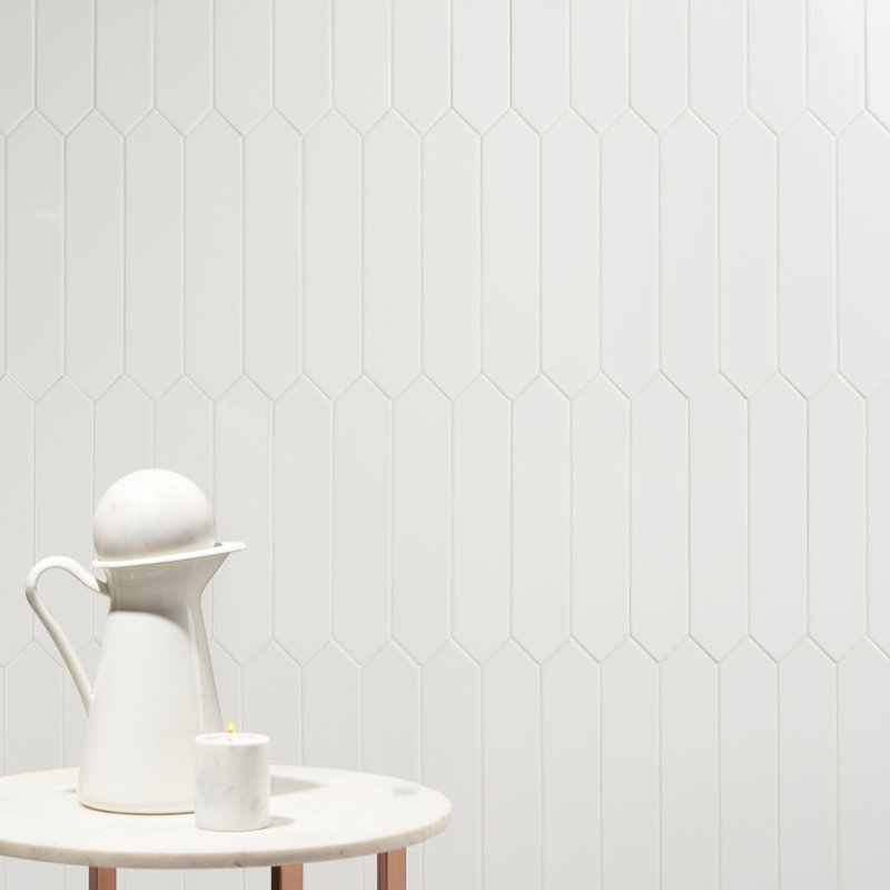 Lois 2.6" x 13" Ceramic Elongated Hexagon Picket Wall Tile, White