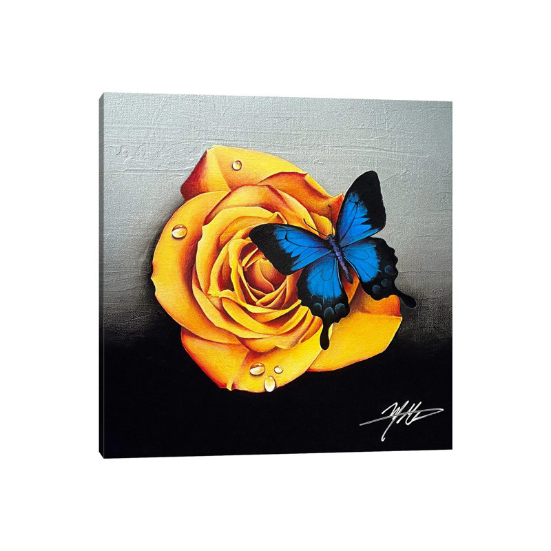 Rose And Butterfly by Michael Goldzweig - Wrapped Canvas Print, 30.48cm H x 30.48 W x  1.905cm D