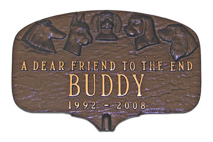 Plaque de souvenir pour chien, Chocolat / or, Pelouse, Oui
