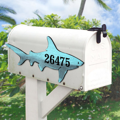 Plaque de boîte aux lettres murale numéro 1 ligne, plaque de décoration côtière, plaque de porte shark