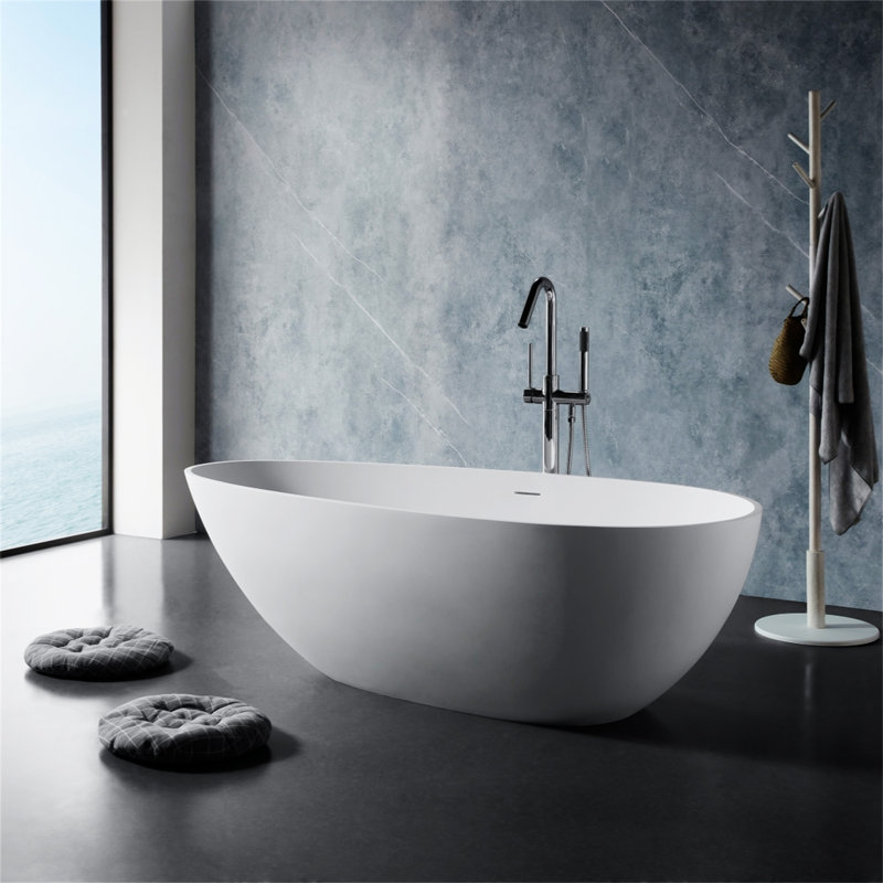 Baignoire de trempage autoportante de luxe avec trop-plein blanc mat